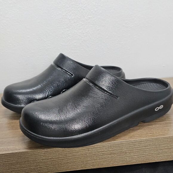 OOFOS OOcloog Womens Size 11 Mens size 9 Luxe Black Recovery Comfort Mule Clogs - Picture 3 of 7